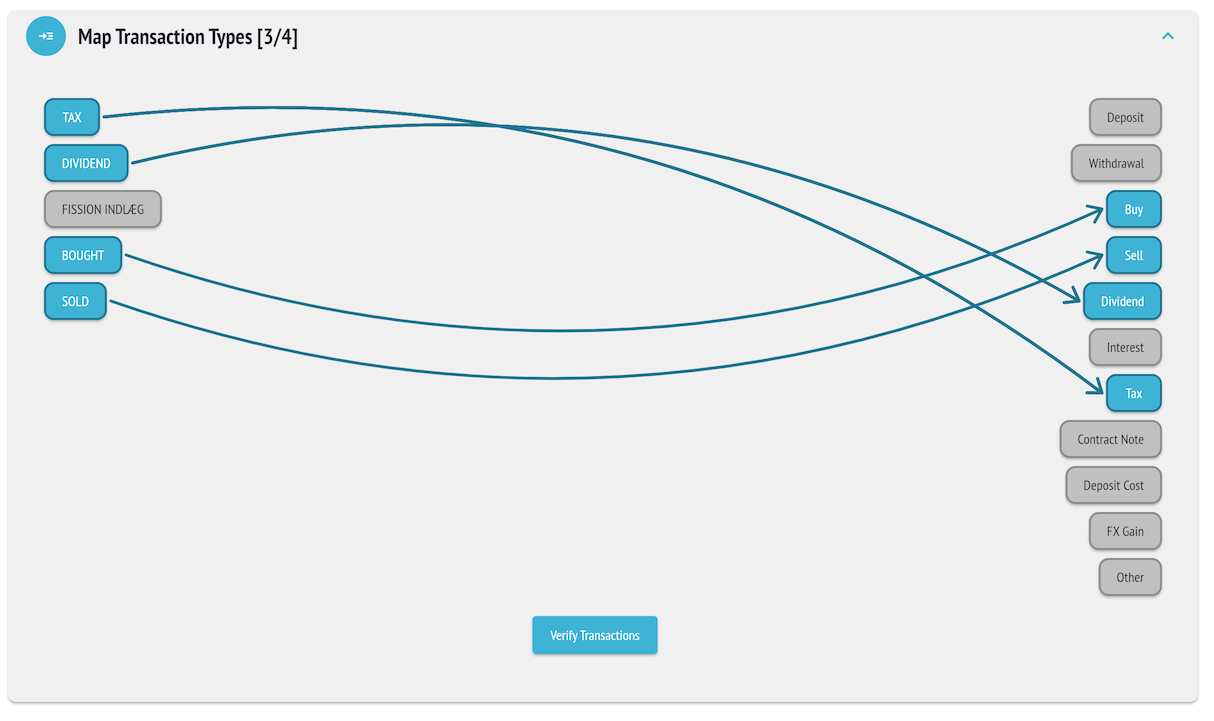 Mapping transaction type to Portfolyo types